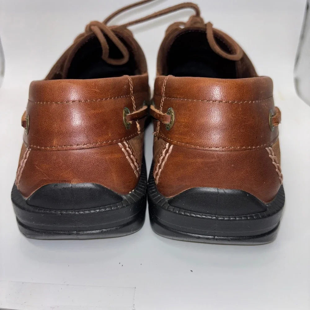 ECCO Mens Brown Leather Water Repellent Boat Shoes RubberTech Loafers 43 9-9.5